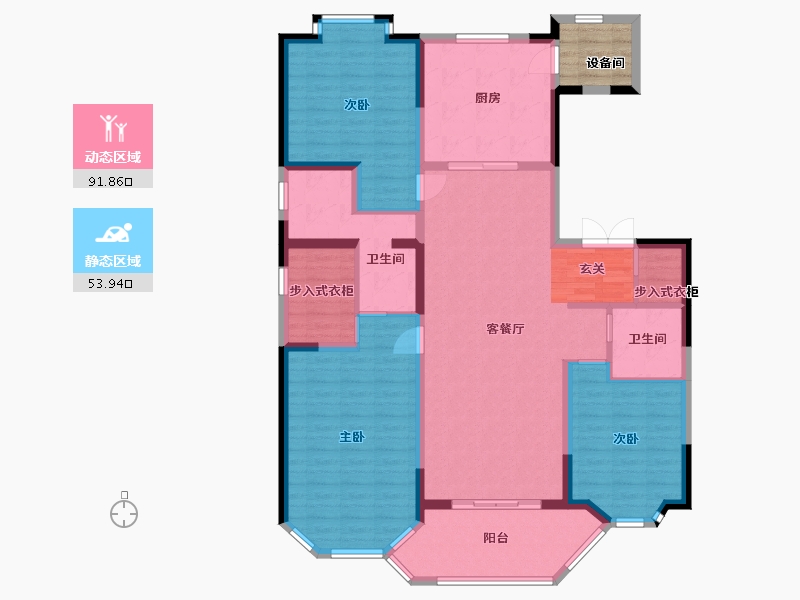 四川省-宜宾市-淮海名邸-135.20-户型库-动静分区