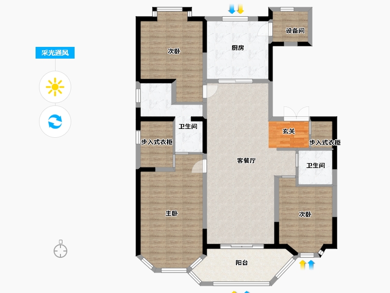 四川省-宜宾市-淮海名邸-135.20-户型库-采光通风