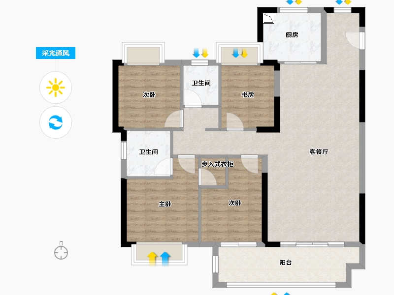 福建省-龙岩市-玖峯台-107.00-户型库-采光通风