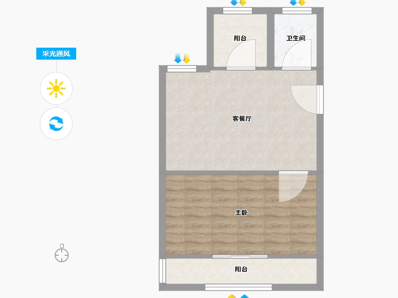 浙江省-杭州市-董家弄-50.00-户型库-采光通风