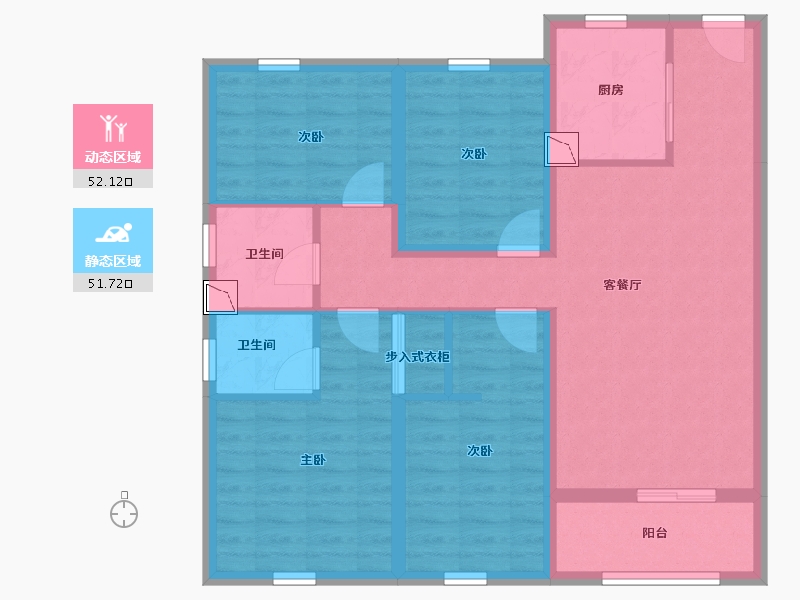 辽宁省-沈阳市-五矿·沈河金城-91.96-户型库-动静分区