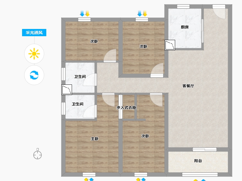 辽宁省-沈阳市-五矿·沈河金城-91.96-户型库-采光通风