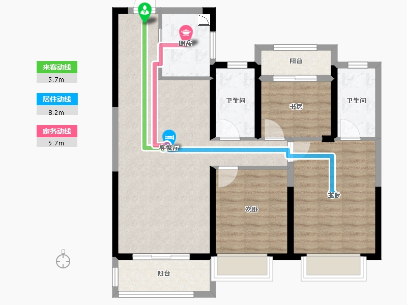 陕西省-西安市-龙湖香醍璟宸-86.07-户型库-动静线