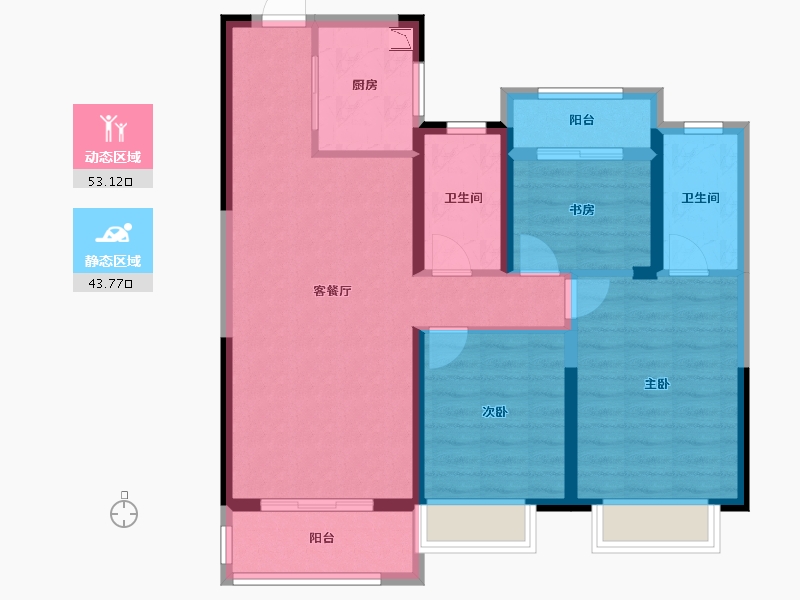 陕西省-西安市-龙湖香醍璟宸-86.07-户型库-动静分区