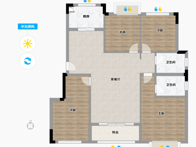 浙江省-台州市-京都盛世学府-110.00-户型库-采光通风