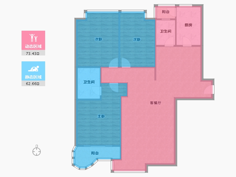 河南省-郑州市-金成阳光世纪-125.50-户型库-动静分区