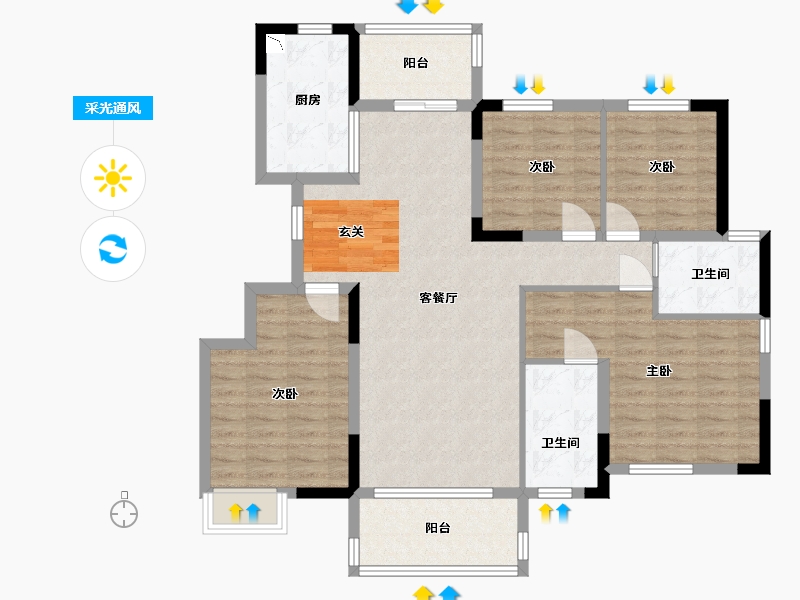 陕西省-西安市-里城柳岸十里-108.00-户型库-采光通风