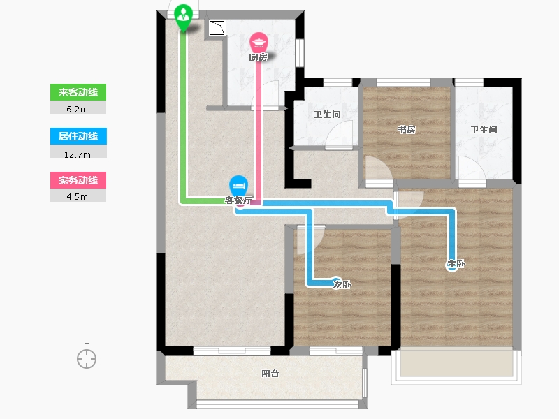 河南省-许昌市-阳光城 文澜公园-80.98-户型库-动静线