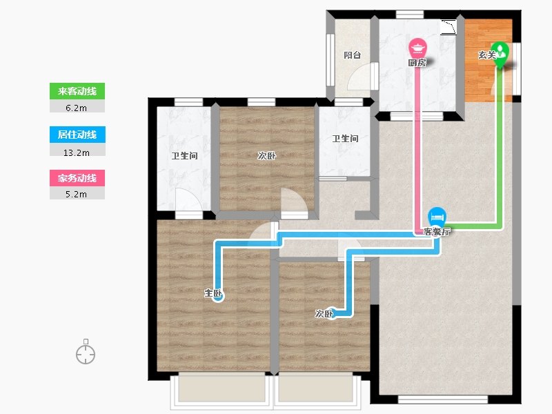 陕西省-西安市-蓝光雍锦湾-86.39-户型库-动静线