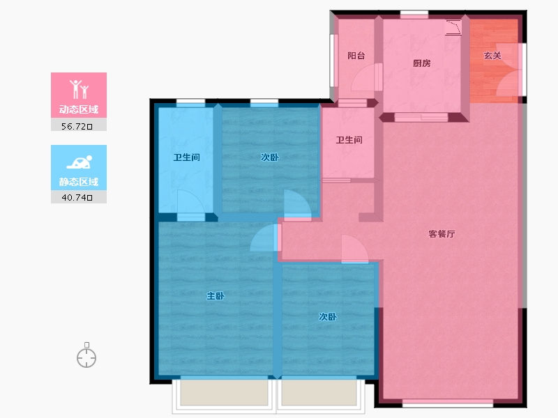 陕西省-西安市-蓝光雍锦湾-86.39-户型库-动静分区