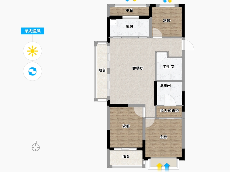 浙江省-金华市-望辰府-92.00-户型库-采光通风