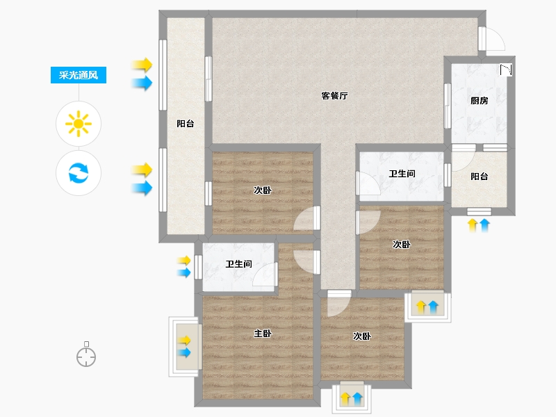 贵州省-黔南布依族苗族自治州-河畔阳光-105.53-户型库-采光通风