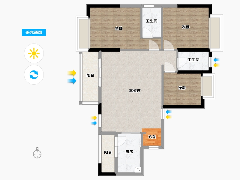 广东省-惠州市-海伦悦山居-86.19-户型库-采光通风