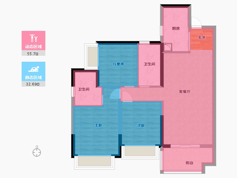 广东省-惠州市-珑悦锦云花园-78.40-户型库-动静分区