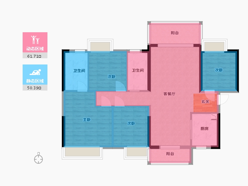 广东省-惠州市-珑悦锦云花园-100.80-户型库-动静分区