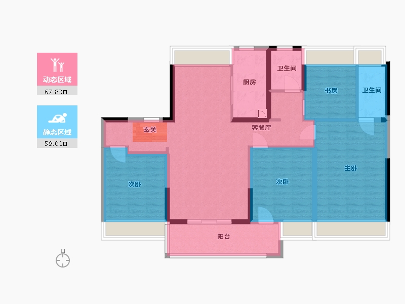 江苏省-扬州市-美的禹洲国宾府-113.60-户型库-动静分区