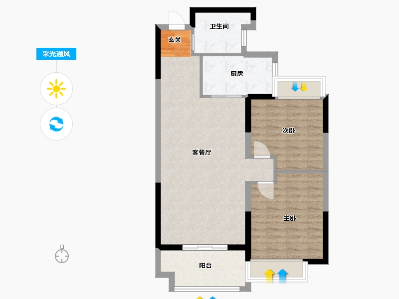 江苏省-扬州市-星地雅苑-75.20-户型库-采光通风