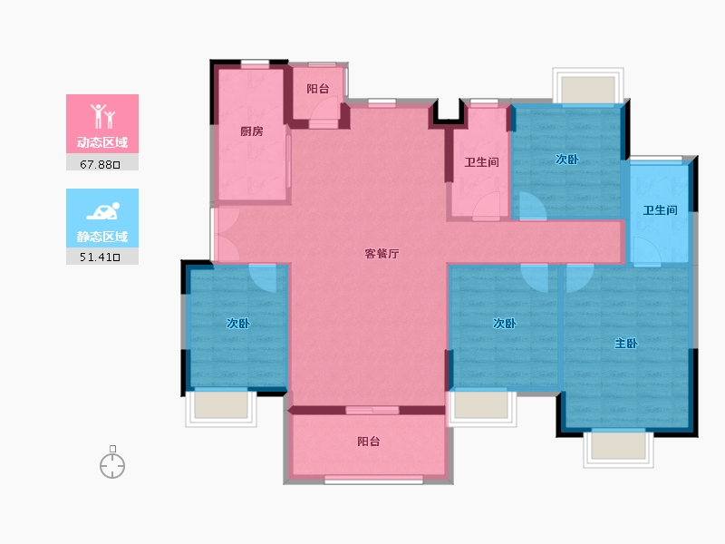 广东省-广州市-广州星河丹堤-108.00-户型库-动静分区