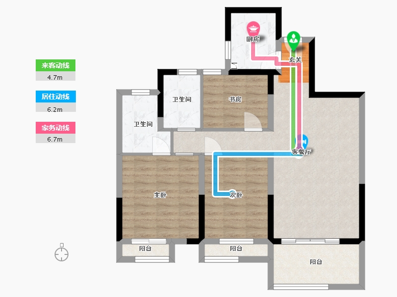 江苏省-扬州市-龙湖美墅-83.86-户型库-动静线