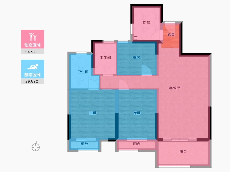 江苏省-扬州市-龙湖美墅-83.86-户型库-动静分区