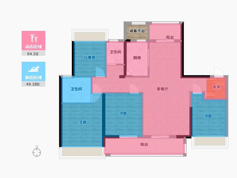 江苏省-扬州市-万达・西区CLASS-103.21-户型库-动静分区