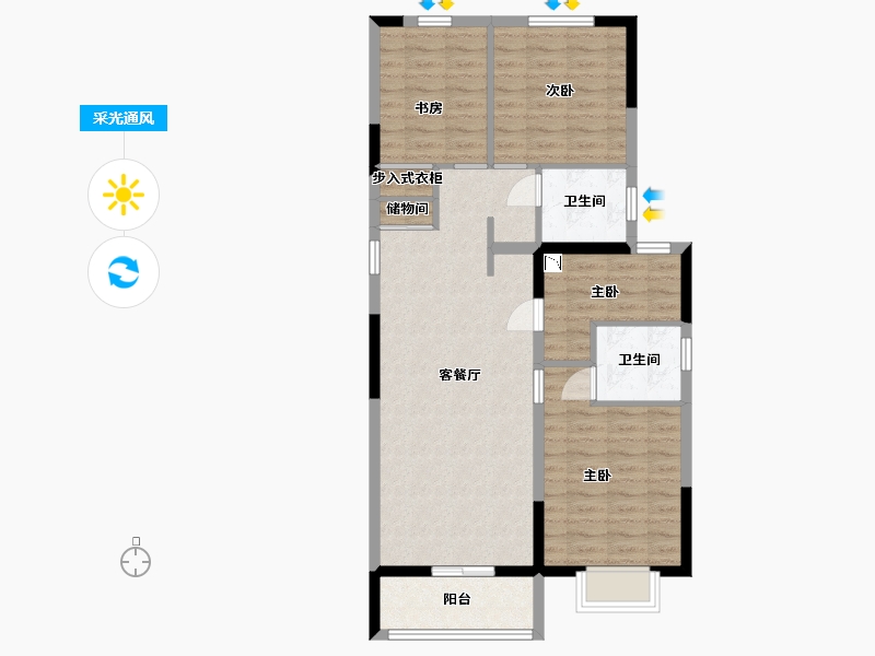 河南省-开封市-富力湾-85.73-户型库-采光通风