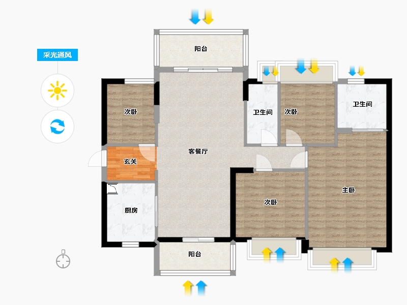 广东省-东莞市-佳兆业时代・芳华-109.67-户型库-采光通风