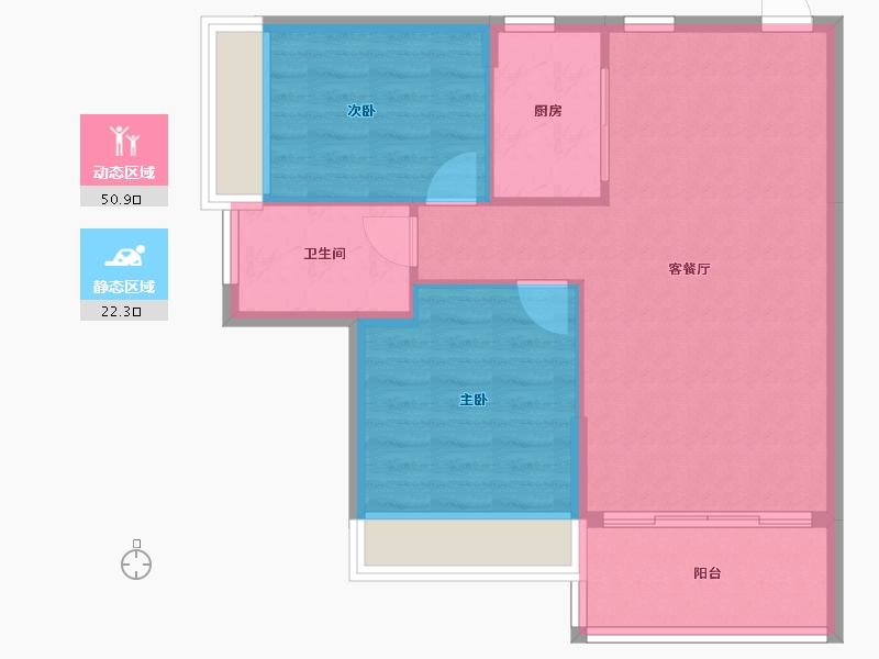 广西壮族自治区-桂林市-新城投资・翻山和院-66.65-户型库-动静分区