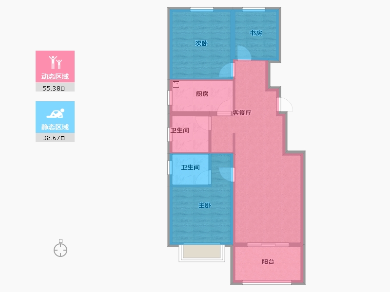 河北省-张家口市-碧桂园・官厅蓝-84.24-户型库-动静分区