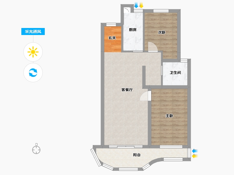 河北省-石家庄市-长安润江壹号-69.46-户型库-采光通风