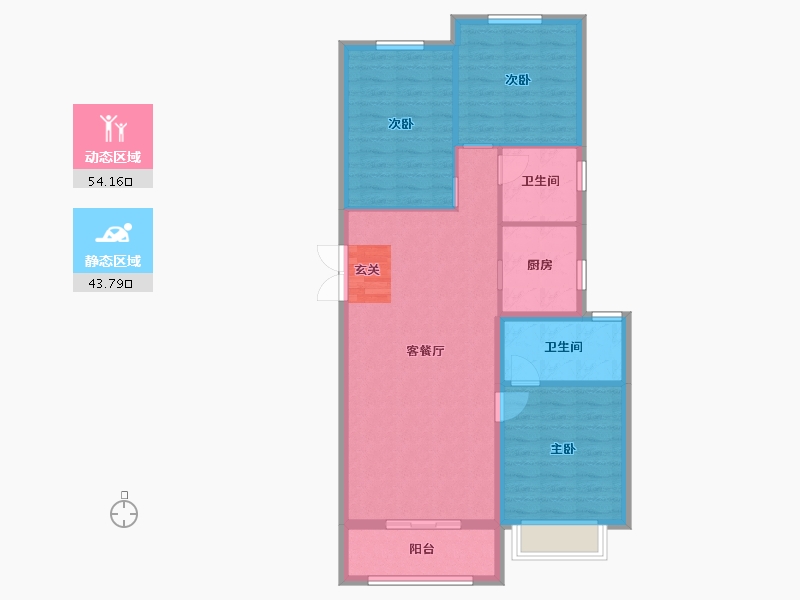 河北省-石家庄市-滨江荣盛华府-88.94-户型库-动静分区