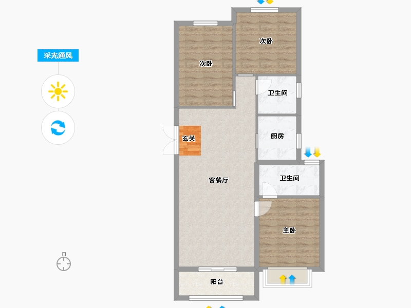 河北省-石家庄市-滨江荣盛华府-88.94-户型库-采光通风