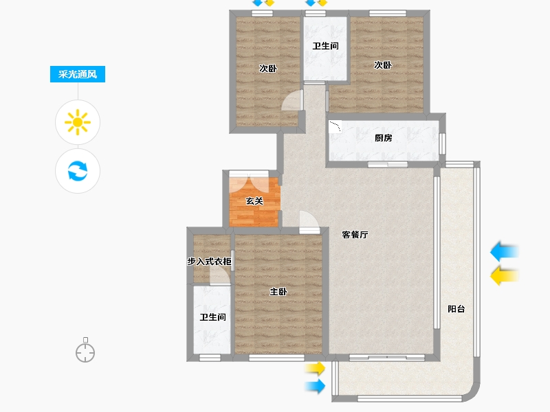 河北省-石家庄市-长安润江壹号-111.09-户型库-采光通风