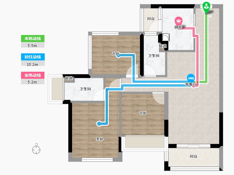 广东省-广州市-龙光天璞-76.26-户型库-动静线