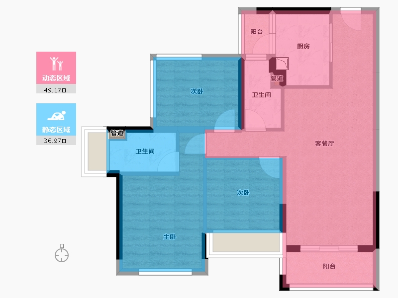 广东省-广州市-龙光天璞-76.26-户型库-动静分区