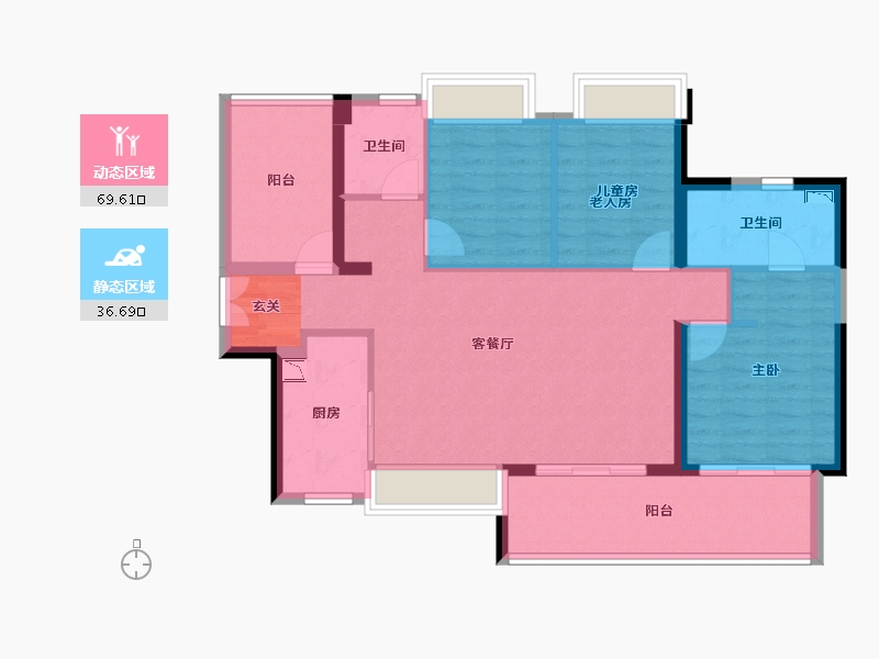 广东省-惠州市-灿邦珑廷-95.37-户型库-动静分区