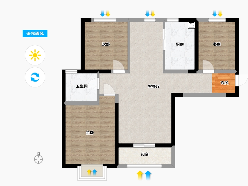 天津-天津市-华侨城碧桂园天境-80.00-户型库-采光通风