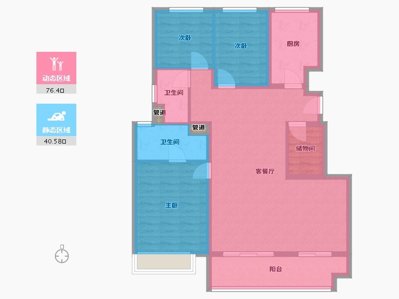 河南省-郑州市-龙湖・景粼玖序-106.03-户型库-动静分区