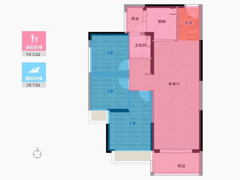 广东省-惠州市-碧桂园・星钻-75.09-户型库-动静分区