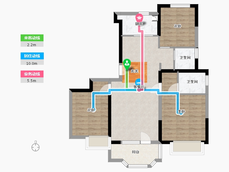 河北省-石家庄市-亨伦观唐名邸-76.65-户型库-动静线