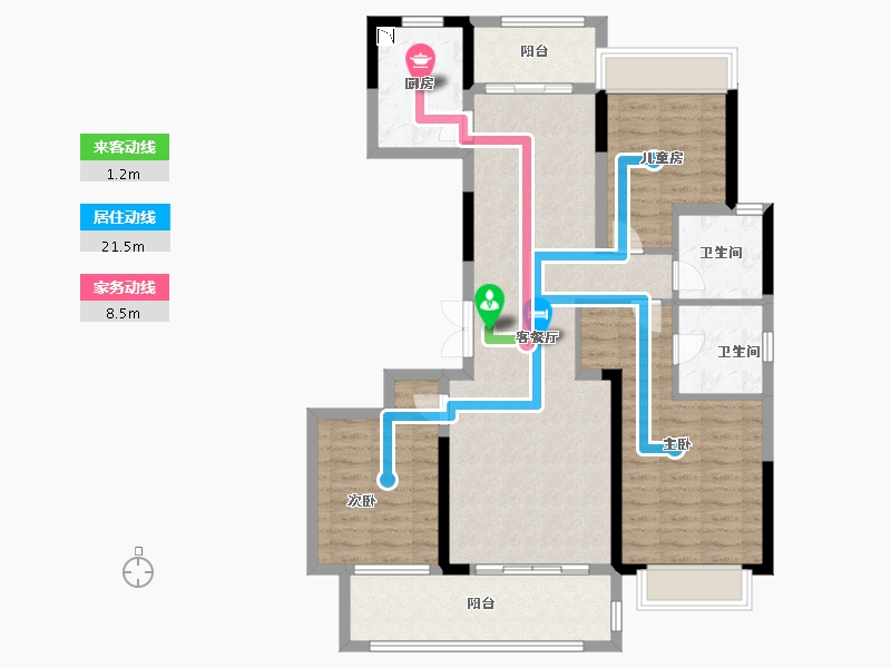 安徽省-阜阳市-吾悦公馆-103.00-户型库-动静线