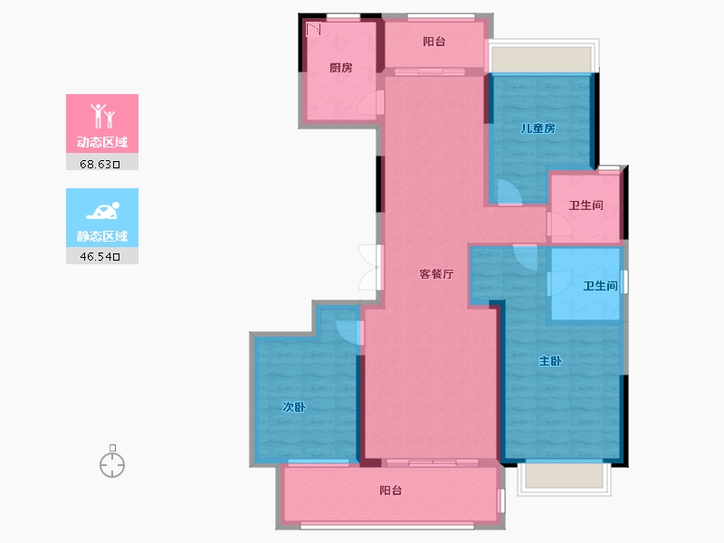 安徽省-阜阳市-吾悦公馆-103.00-户型库-动静分区