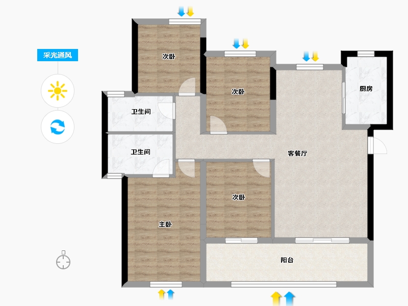 福建省-宁德市-世茂云颂-100.00-户型库-采光通风