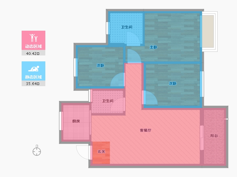 安徽省-安庆市-益兴名流花苑-66.25-户型库-动静分区