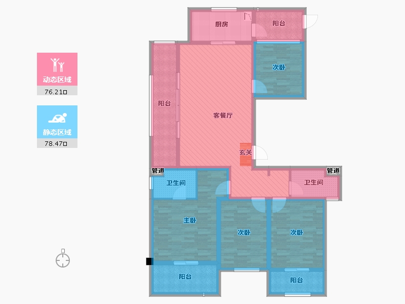 安徽省-芜湖市-皖江一号院-134.80-户型库-动静分区