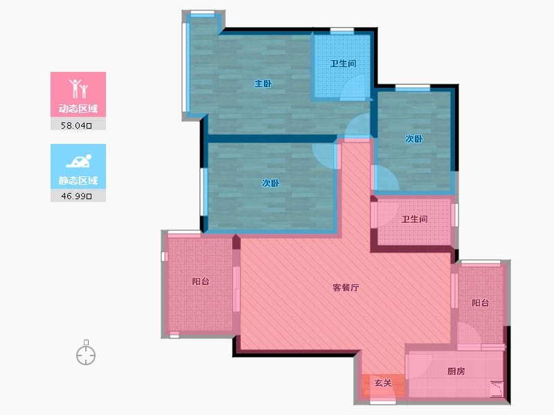 四川省-成都市-中海右岸1期-90.68-户型库-动静分区