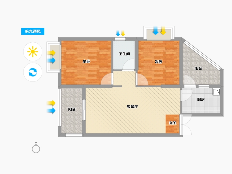 海南省-海口市-怡和湖城大境-67.57-户型库-采光通风