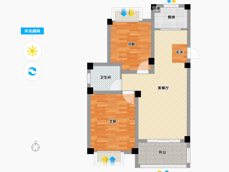 浙江省-丽水市-大洋河三区-66.75-户型库-采光通风