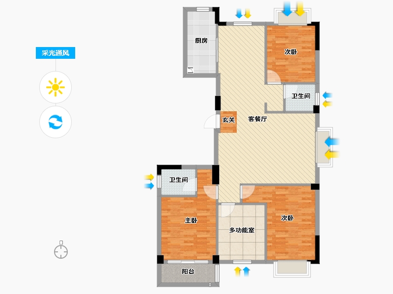 山东省-菏泽市-郓城水岸新都-114.14-户型库-采光通风