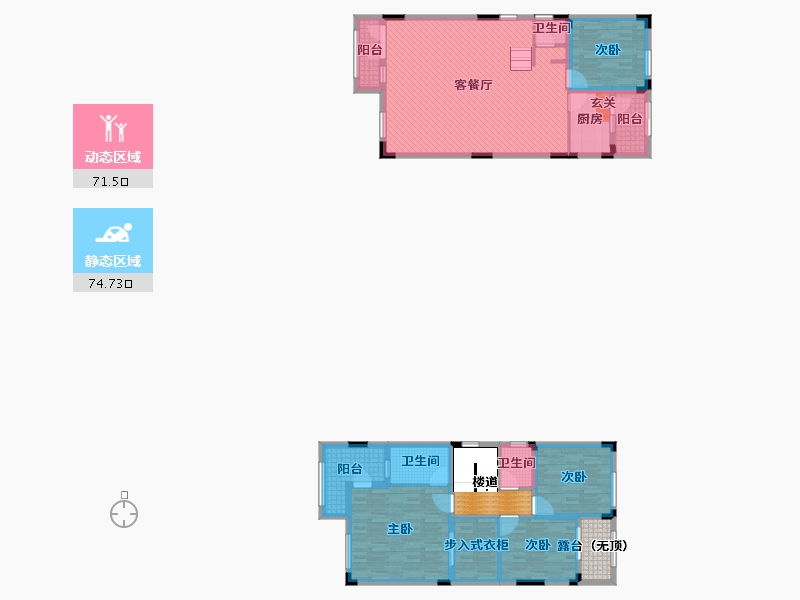 重庆-重庆市-新红阳永隆山新城-140.91-户型库-动静分区